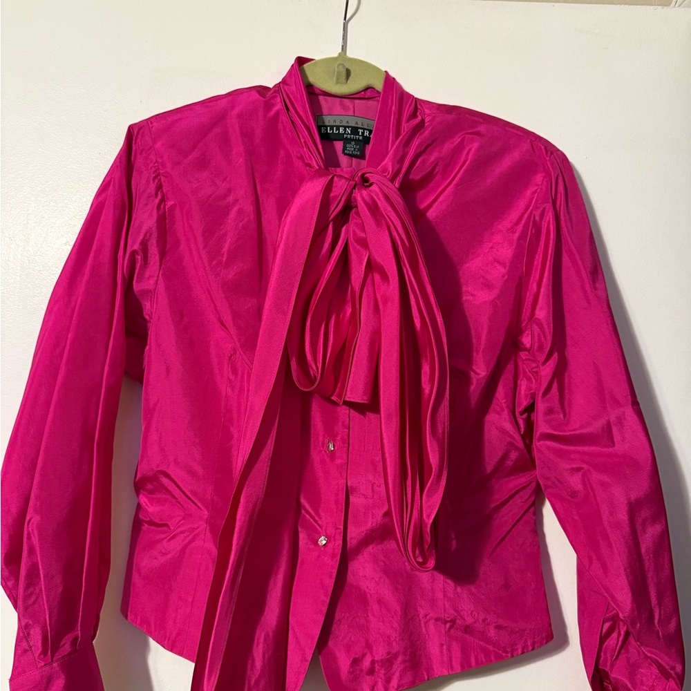 Ellen Tracy Hot Pink Silk Blouse